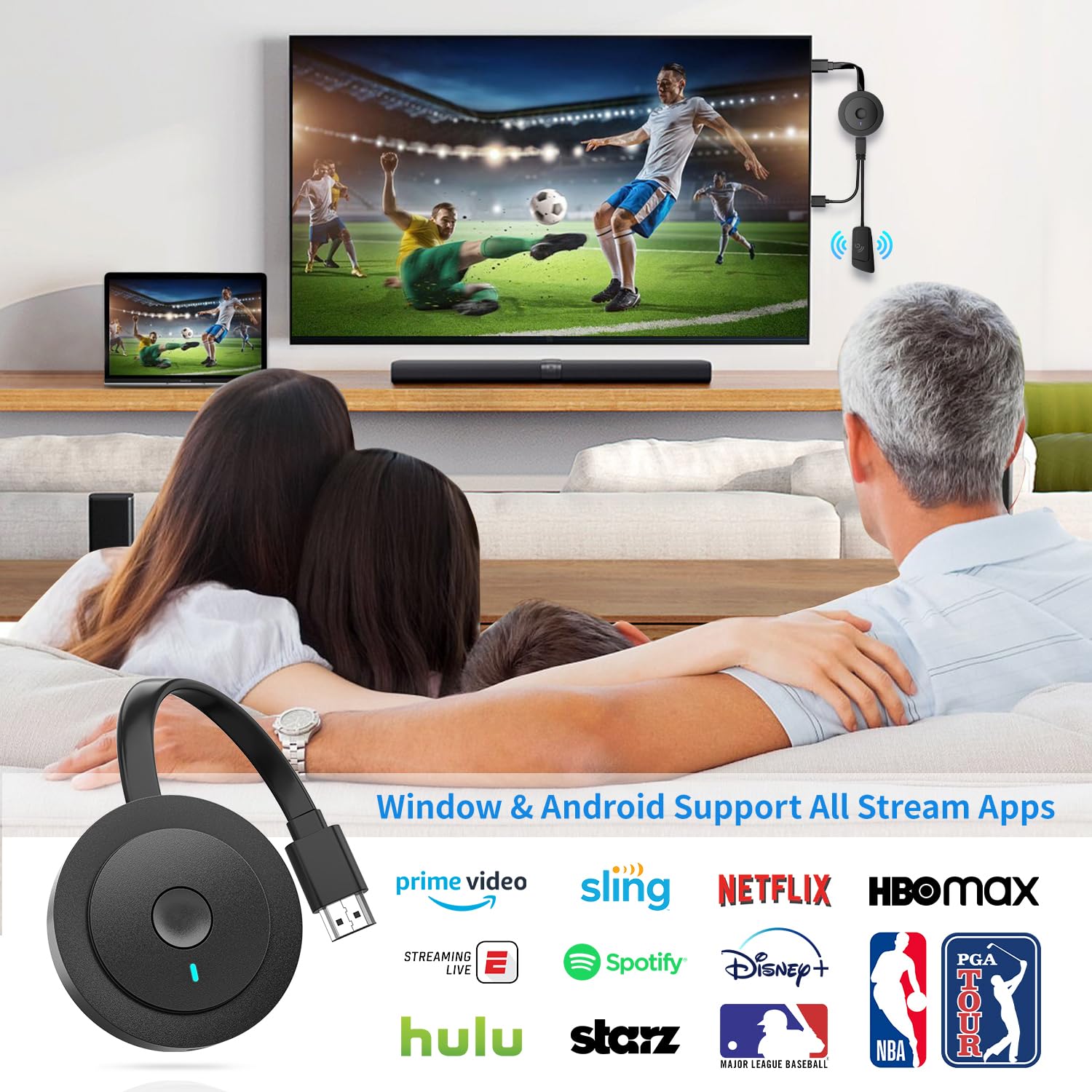 Wireless HDMI Adapter, DRYMOKINI 4K HDMI Dongle, Mirror Screen Display Dongle, Streaming YouTube/TikTok from i-Phone,i-Pad, Android, Tablet, Windows to HDTV/Monitor/Projector, Miracast, Airplay, DLNA