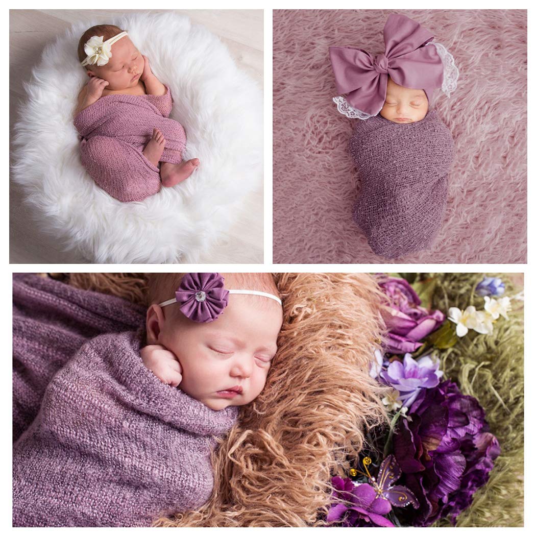 Aniwon 2Pcs Baby Photo Props Long Ripple Wraps DIY Blanket Outfits Newborn Wraps Photography Mat for Baby Boys and Girls