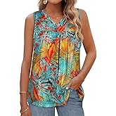 Womens Tank Tops Sleeveless Summer V Neck T Shirts Casual Loose Fit Tunic Blouses
