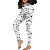 For G and PL Women Halloween Graphic Print Leggings High Waist Funny Pants | Ankle Length Workout Fashion Scary Tight Leggings Costume Stretchy