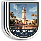 (3 Pcs 3X3) Marrakech Morocco Stickers - Marrakech Travel Sticker - Morocco Travel Gift - Marrakech Souvenir - Decals for Luggage - Suitcase - Scrapbook - Laptop - Water Bottle