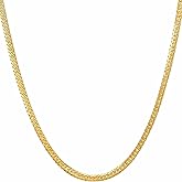 LIFETIME JEWELRY Crushed Herringbone Chain Necklaces for Women and Men 24k Gold Plated