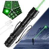 LETEAPII Green Laser Pointer, Rechargeable with Star Cap and Pocket Clip | Single-dot and star patterns, Type-C charging, wrist strap, for Outdoor, Astronomy, Construction, Hiking
