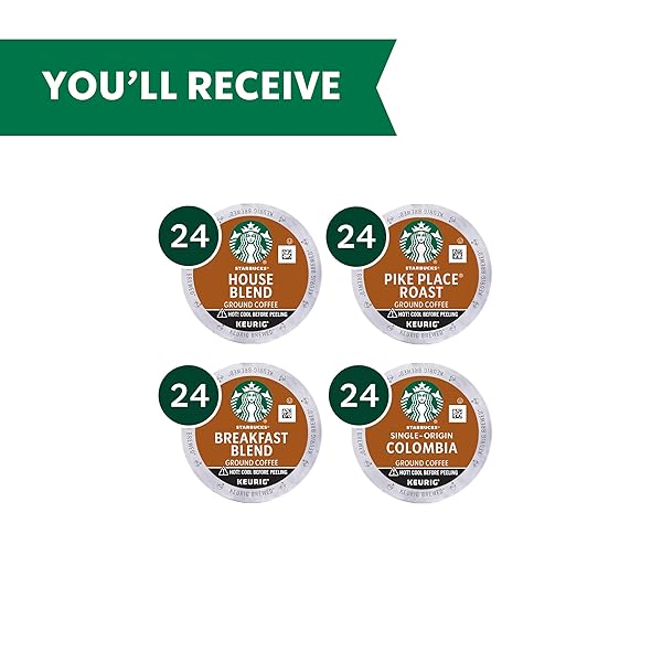 STARBUCKS K-CUP COFFEE PODS, MEDIUM ROAST COFFEE VARIETY PACK FOR KEURIG BREWERS, 100% ARABICA, 1 BOX (96 PODS)