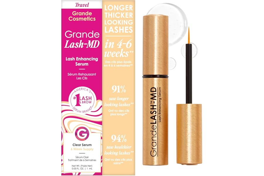 Grande Cosmetics GrandeLASH-MD Lash Enhancing Serum – Peptide & Vitamin Infused Formula for Longer, Thicker, Fuller Looking Lashes – Ophthalmologist Tested, Cruelty-Free
