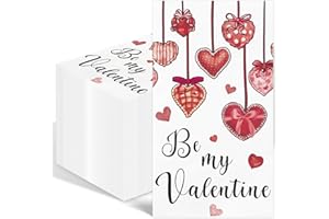 IANFEPH 100PCS Red Heart Love Valentines Day Napkins Disposable Hand Towels for Bathroom 3 Ply Love Heart Paper Napkins Decorative Guest Napkins for Wedding Valentines Day Anniversary Party Decoration