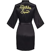 PENGEE Women's Birthday Robes Queen Squad Silky Kimono Nightgown Spa Bathrobes Sleepover Party Dressing Gown