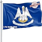Nuibers Louisiana Flag 3x5 FT Sturdy for Outside, Heavy Duty 3Ply Polyester Louisiana State Flags Outdoor, Double Sided Long Lasting LA State Flag Brass Grommets