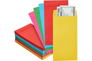 OKUNA OUTPOST 100 Pack Colorful Money Envelopes for Cash, Payroll, Money Saving, Coins, Currency, 100GSM (4 x 7 In)