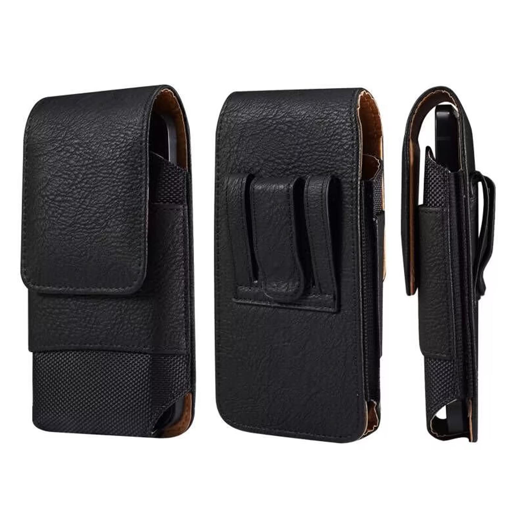 Mobile Phone Bag Waist Holster Leather, Cell Phone Holster with Belt Loop, Mens Cell Phone Belt Loop Bags Leather Smartphone Waist Bum Bag Wallet Purse Sports Hiking Camping Travel Handbag Carry Case