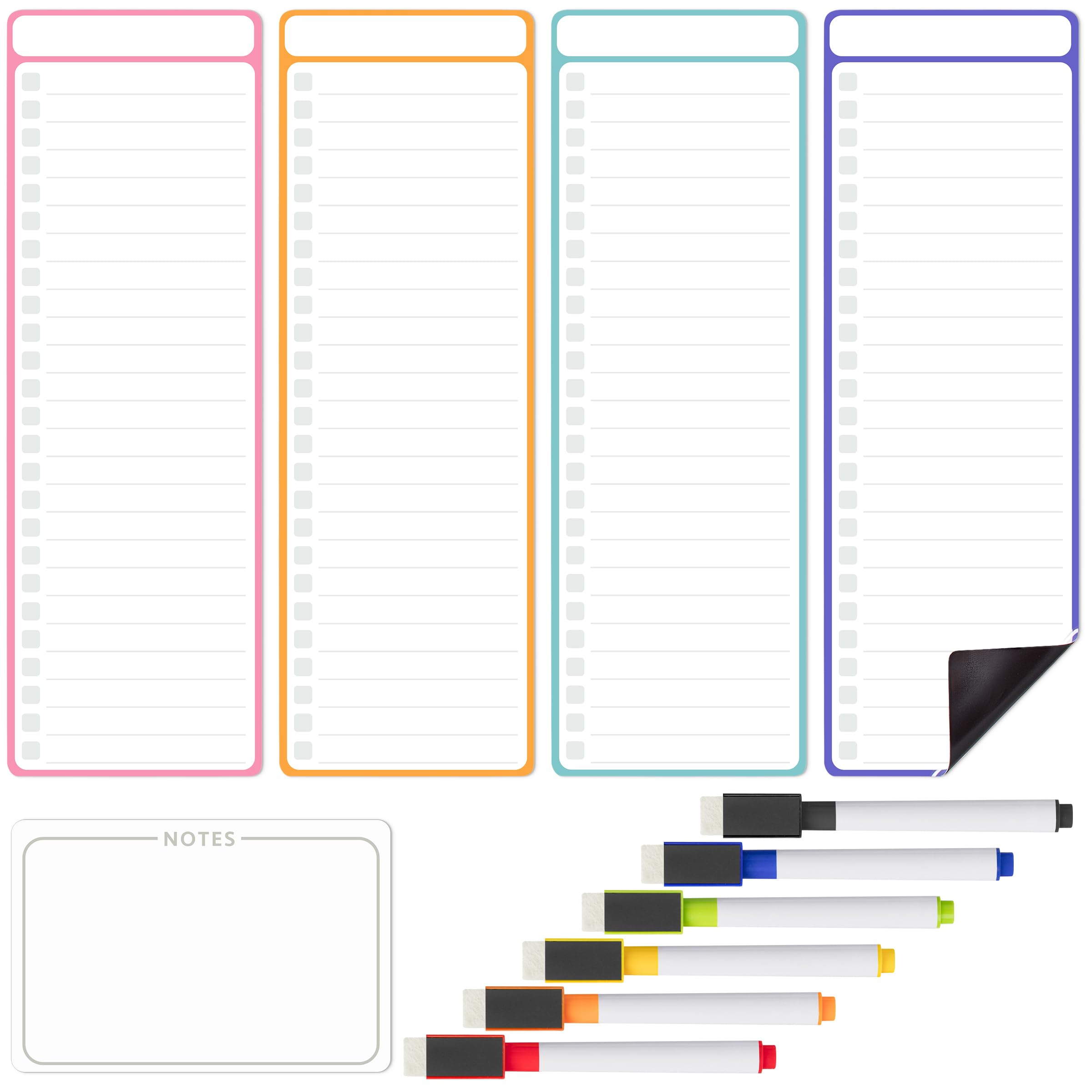 Photo 1 of Mr. Pen- 4" x 12" Magnetic Dry Erase to Do List, 11 pcs, Neon Style, 4X Dry Erase to Do List White Board, 6X Colorful Whiteboard Markers and 6" x 4" Magnetic Whiteboard Note