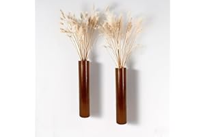 AIM & GGKK Wood Wall Vase for Flowers Set of 2, Wall Mounted Wooden Planters Holder for Indoor Plants, Bedroom Living Room Bathroom Kitchen Modern Decor