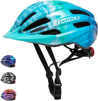 EXCLUSKY Kids Bicycle Helmet Ocean Blue 50-57cm Adjustable 5-13 yrs