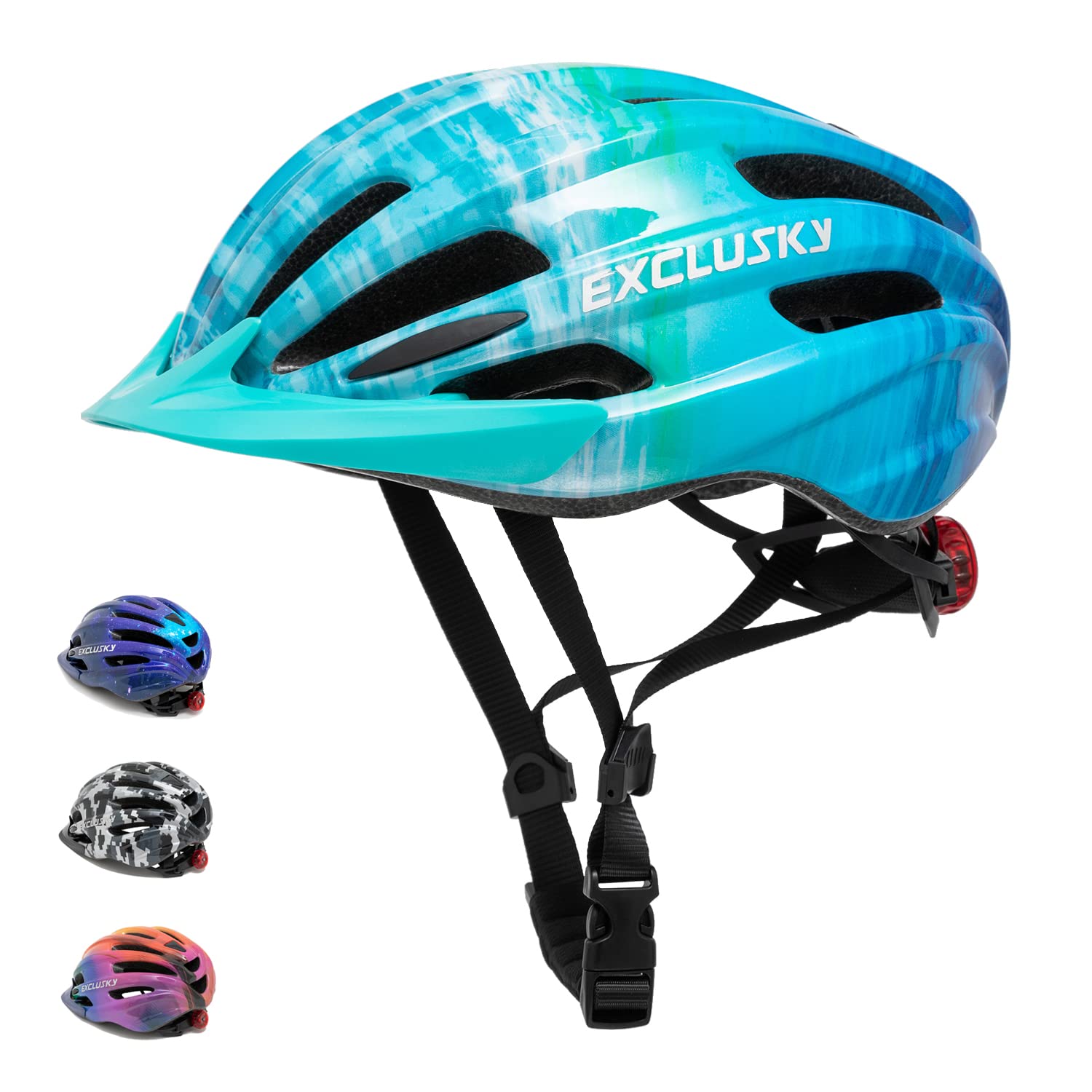 Photo 1 of Exclusky Kids Bike Helmet with LED Light – Adjustable Multi-Sport Youth Helmet for Boys & Girls, Ages 5-12, Fits 50-57cm, Cycling Safety Gear