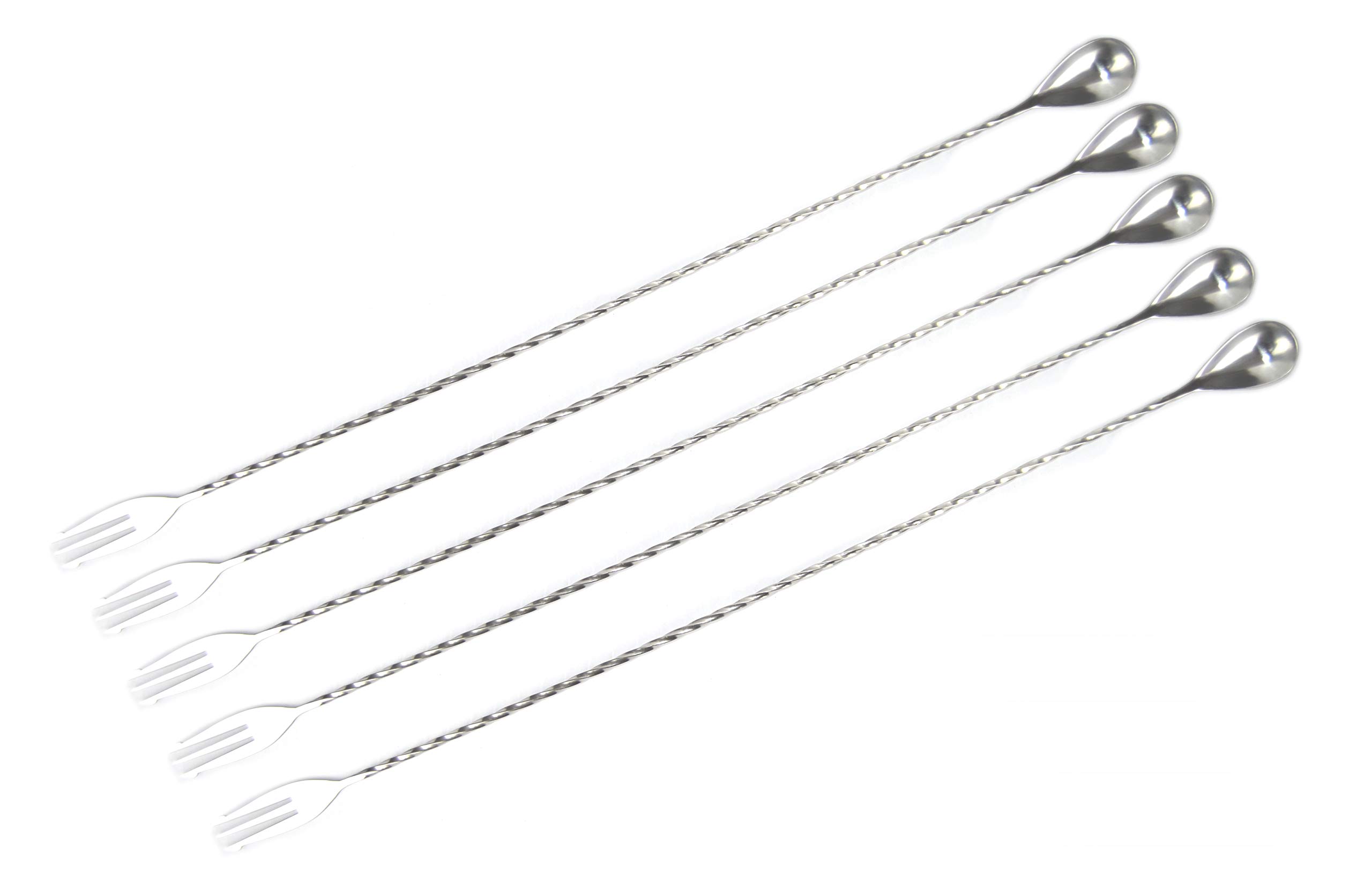 Mixing Spoon 50 cm XXL with Trident Stainless Steel for Bar and Cocktails (by 1-2 and 5 Pieces) (Set of 5 Pieces)