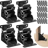 Folding Brackets 4 Packs Heavy Duty Self-Locking Hinge Table Legs Bracket Kit with 40 Screws for DIY Foldable Table, Workbench, Desk, Furniture (4)