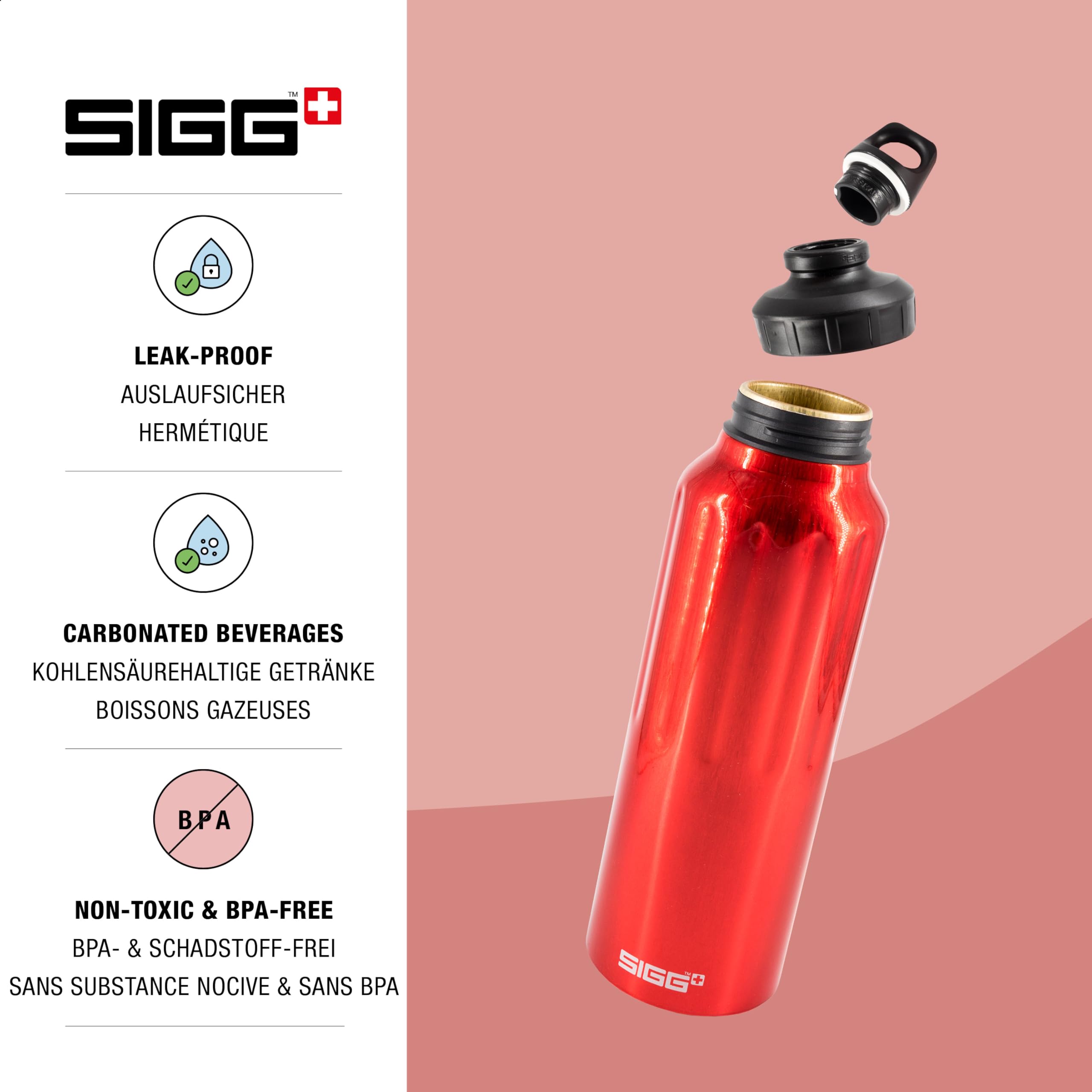 SIGG - Outdoor Water Bottle - WMB Traveller 51 OZ - Swiss Made - Carbonated Drinks - Leakproof, Recycled, Carbon Neutral