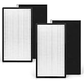 KJ800 Air Purifier Replacement Filters, Compatible with COLZER KJ800 – Includes 2 Filters and 4 Carbon Fiber Pre Filters