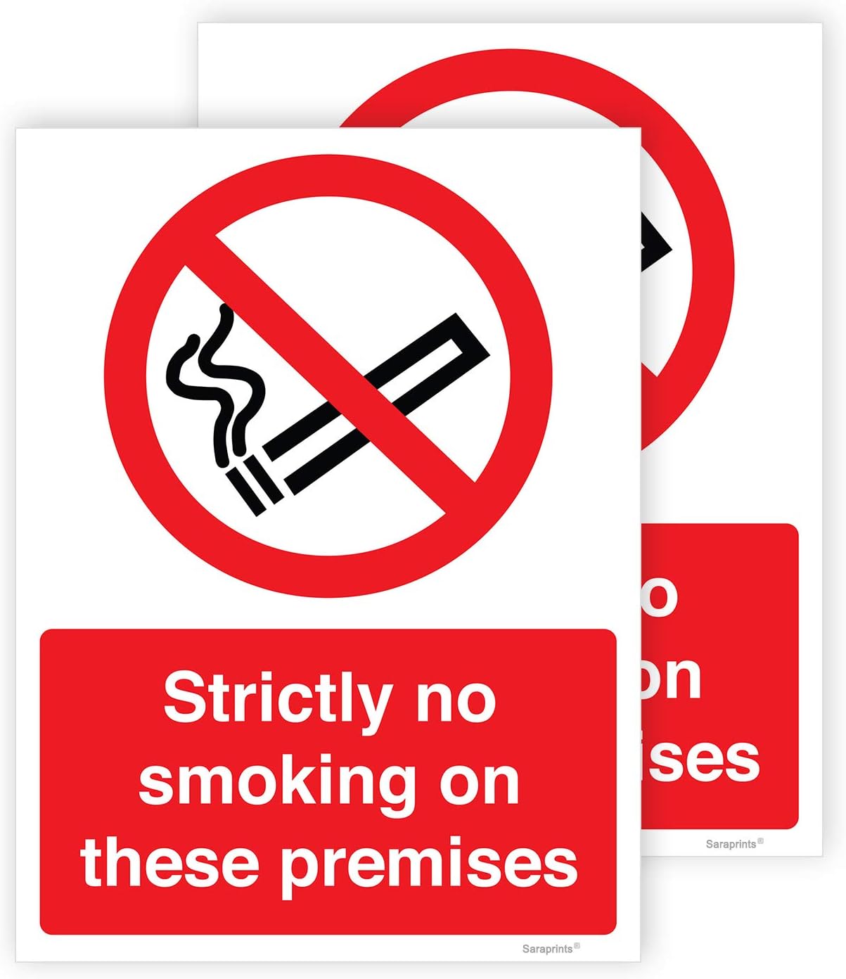 2 X No Smoking Stickers Self Adhesive Waterproof Stickers 150mm x 200mm V1101, beige|black|red, 150 x 200 mm