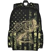 famliihw Camo Fish Backpack Bookbag Laptop Backpacks Multipurpose Daypack for Boys Girls School Men Women Travel Hiking