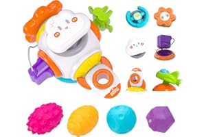 ledorr 6 in 1 Baby Montessori Sensory Toys with 4PCS Soft SiliconeTeething Toys, Infant Newborn Toyds Christmas Gift for 1 2 3 Year Old Kids Toddler Busy Board Christmas Gift Toys for Toddlers