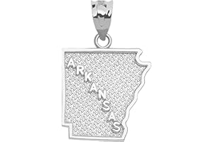 CLADDAGH GOLD .925 Sterling Silver Dangling USA American State Map with Star Texture Charm Pendant - Choice of State