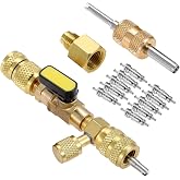 SURIEEN R410A R22 HVAC Valve Core Removal Tool | Minisplit Valve Core Removal Tool with Dual Size SAE 1/4 &amp; 5/16 Port,for R410 R32 R22 R12 R407 R404 R600 HVAC System
