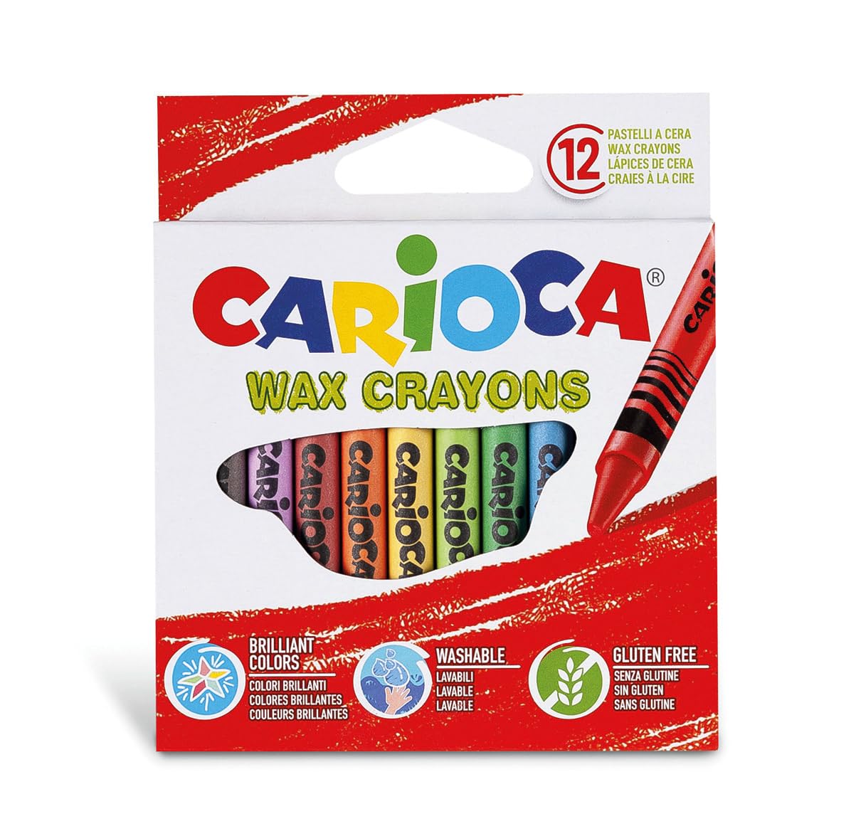 Carioca Washable Wax Crayon (Pack of 12), C4742365