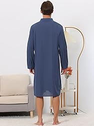 Lars Amadeus Men's Navy Nightshirt Sleep Shirt