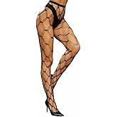 RSLOVE Sexy High Waist Tights Fishnet Stockings for Womens Patterned Thigh High Suspenders Pantyhose One Size