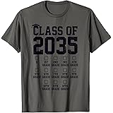 Class Of 2035 Grow With Me Check Marks First Day Of School T-Shirt