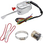 Saihisday Universal Turn Signal Switch with Flasher, 12V Chrome Street Hot Rod Turn Signal Switch with 3 Pin LED Turn Blinker Replacement for Ford Buick GM