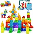 Huaker Magnetic Blocks,66 PCS Translucent Building Toys for Toddlers 3+,Multi Shape Magnet Building Blocks STEM Preschool Montessori Sensory Toys for 3 4 5 6 Year Old Kids Boys Girls