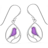 Boma Jewelry Sterling Silver Bird Teardrop Inlay Earrings