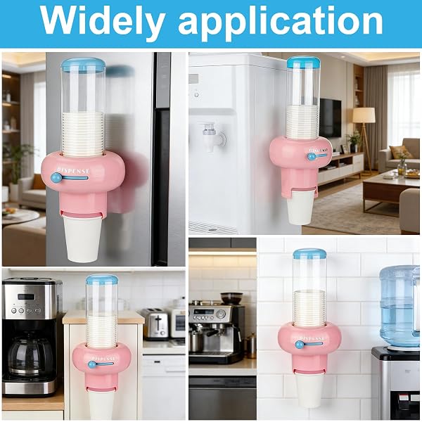 JUOME CUP DISPENSER, PULL TYPE CUP HOLDER FOR WATER COOLER FIT 8OZ DISPOSABLE CUPS, UPGRADED WALL MOUNTED CUP ORGANIZER WITH 14PCS DISPOSABLE PAPER CUPS FOR HOME BATHROOM OFFICE SCHOOL GYM HOSPITAL