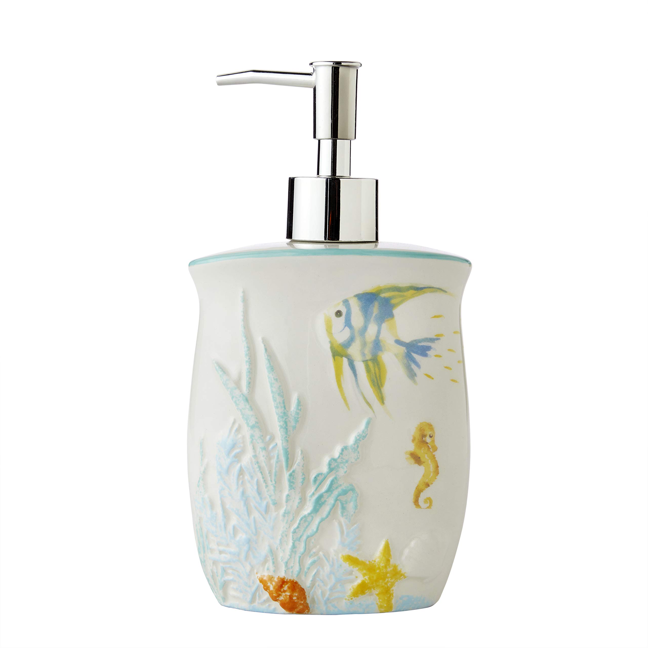 SKL Home by Saturday Knight Ltd. Ocean Watercolor Soap Dispenser, multicolored, 6.5" x 2.25" x 4"