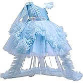 MIEKISA Toddler Baby Girls Birthday Wedding Party Tulle Multiple Layers Tailed Dress 1-6 Years Old