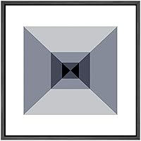 SIGNWIN Framed Canvas Wall Art Black and White Optical Illusion Line Art in a 3D Pyramid Square Geometric Shapes Illustrations Minimalism Modern Fun for Living Room, Bedroom, Office - 16x16 inches