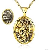 CUPENDA St. Christopher Necklace S925 Sterling Silver Glod Saint Christopher Pendant Necklace St Christopher Jewelry Gifts for Men
