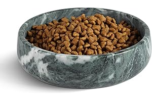 Karibiber Green Marble Dog Bowl, 6lbs Non-Slip,Non-Tipping Heavy Dogs Food Bowl, Large Dog Dish, Weighted Food and Water Bowls for Large Dogs, Natural Marble, Easy to Clean, Holds 6 Cups