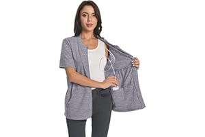 MEUPONC Post Mastectomy Zip Shirts with Drain Pockets Surgery Recovery Must Haves Clothing Comfy Short Sleeve Shirts