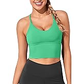 XUNYU Women Longline Sports Bra Workout Tank Tops Strappy Criss Cross Crop Fitness Gym Yoga Running Shirts