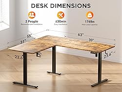 WALKINGDESK 63X55 Inches Reversible L Shaped