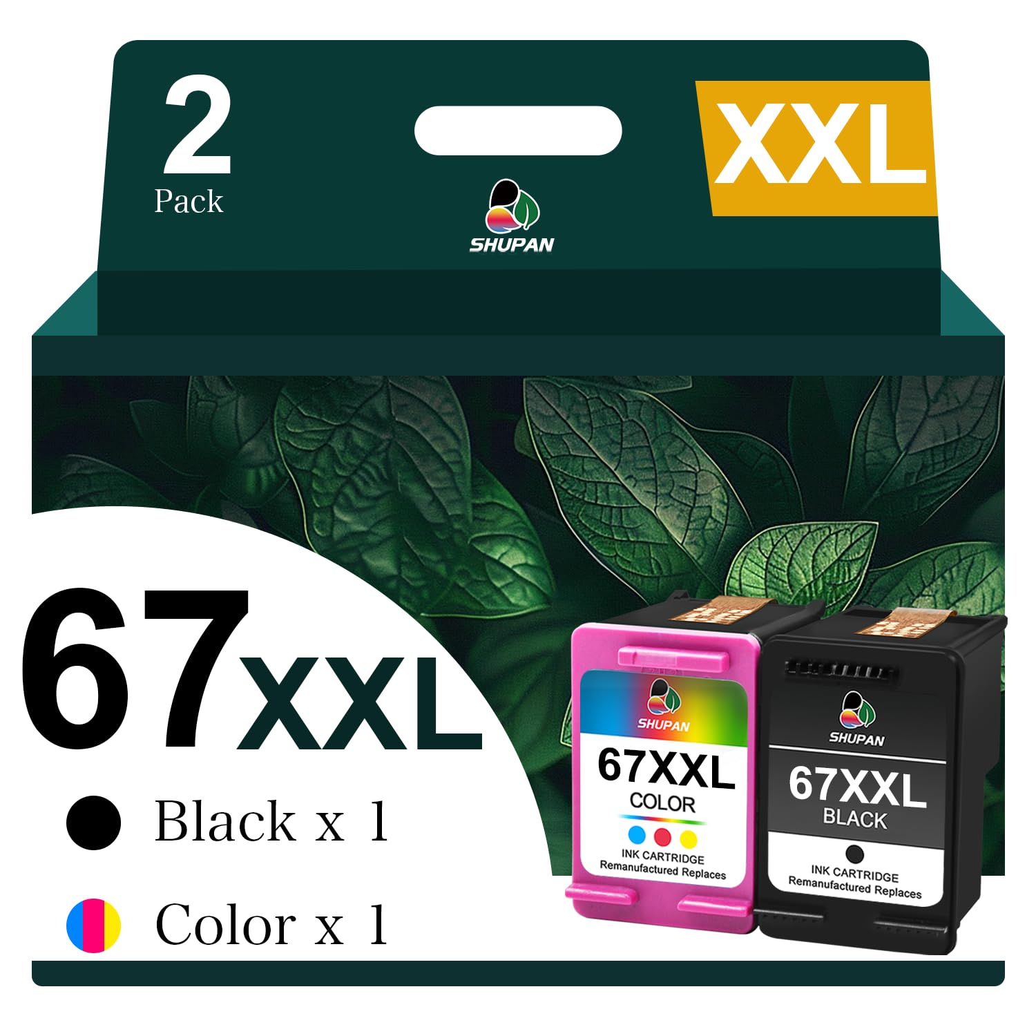 Photo 1 of 67XXL Ink Cartridges Combo Pack Replacement for HP 67 XL 67 Ink Work for Envy 6000 6055 6055e 6400e 6455e 6458e Envy Pro 6455 6458 (1 Black, 1 Color)
