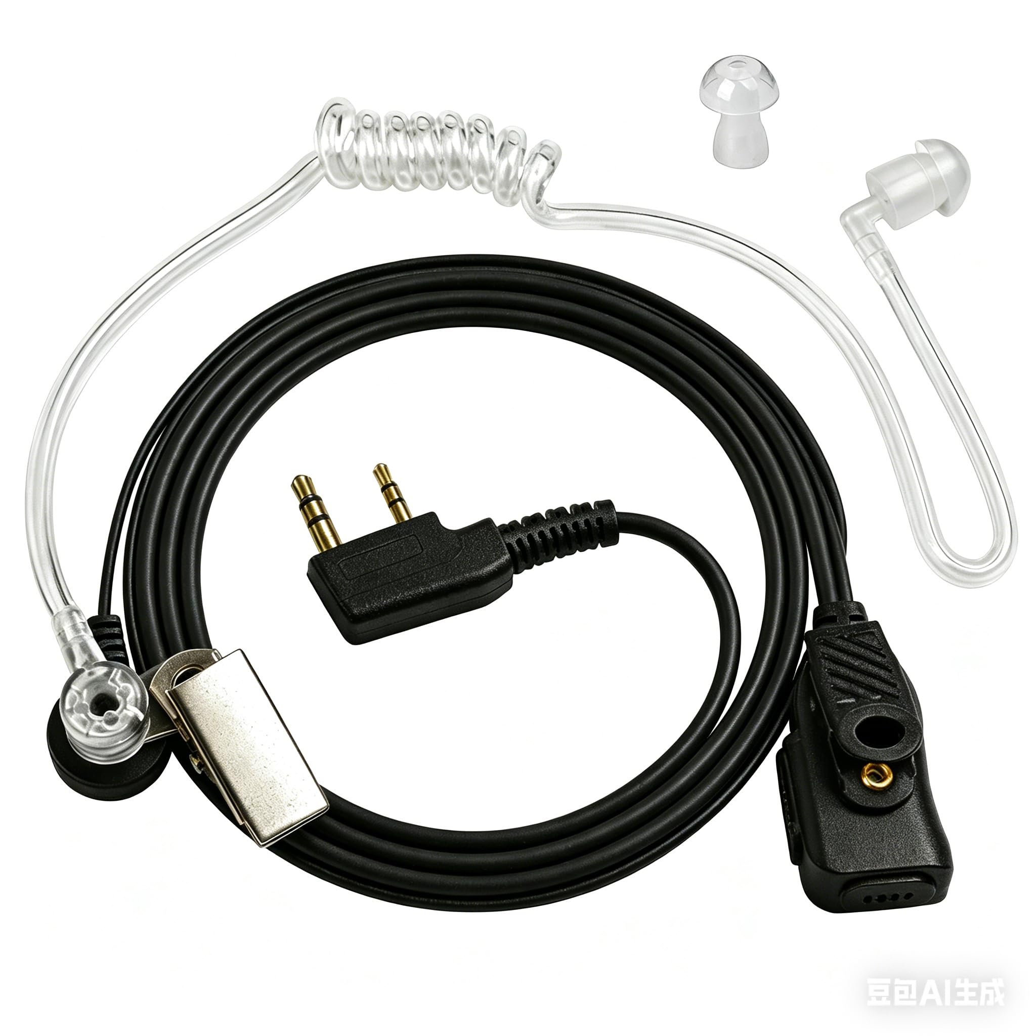 HYS Covert Acoustic Tube 2 Pin Walkie Talkie Earpiece Security Headset Compatible with Retevis Baofeng UV-5R 888S Kenwood Two Way Radio (1 pcs)