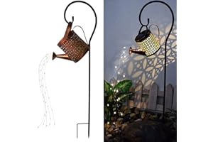 MERRYTECH Christmas Birthday Gifts for Mom Grandma Women,Solar Lanterns Outdoor Waterproof,Metal Watering Can Garden Decor,Hanging Solar Path Lights Yard Art,Outside Gardening Patio Decorations,with Hook,Large