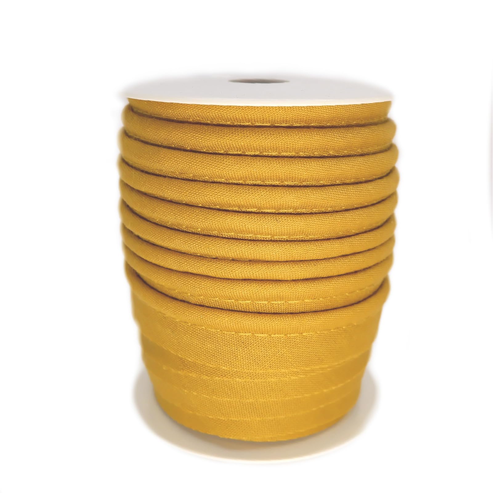 TEXTEX = Piping for Sewing, Decoration, and Crafts. Composition 50% Cotton and 50% Polyester. Total Width of 15mm, Cord of 5mm, and Flap of 10mm. 10 Meter Reel - (Ocher)
