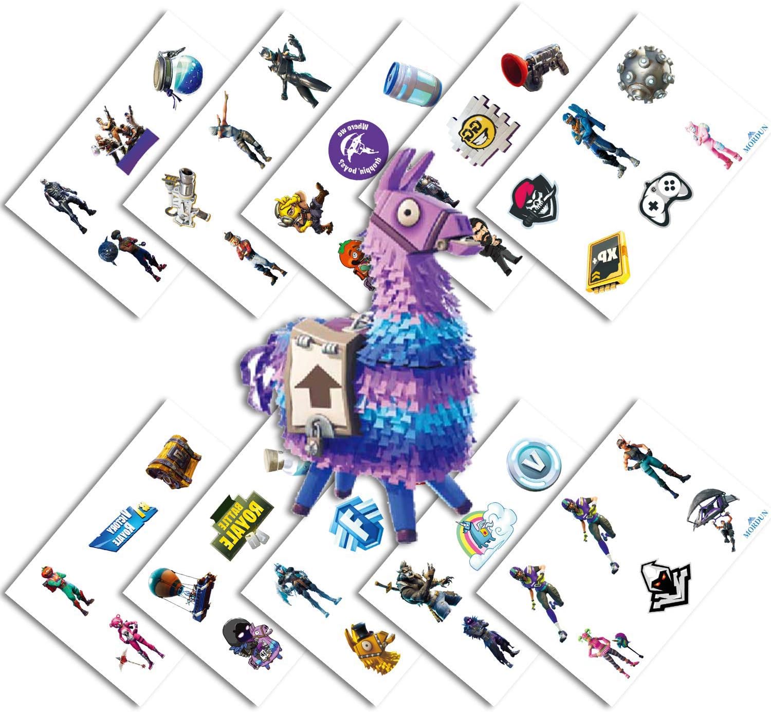 Video Game Party Favors - Temporary Tattoos for Boys Birthday - 60 Tattoos Pack of 10 Sheets - Valentines Day Gift for Kids