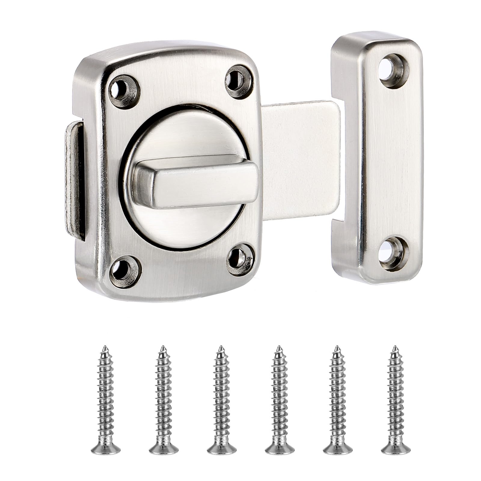 PATIKIL Rotary Bolt Latch, 180 Degree Switch Safety Door Lock from Inside Barn Door Lock Latch Sliding Door Lock for Bedroom Bathroom Inside, Silver