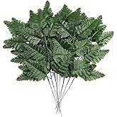 hhdatc 24PCS Artificial Silk Green Fern Leaves Realistic Cemetery Flowers &amp; Leaf Picks for for Cemetery, Grave, Headstone, Wedding &amp; Home D&eacute;cor